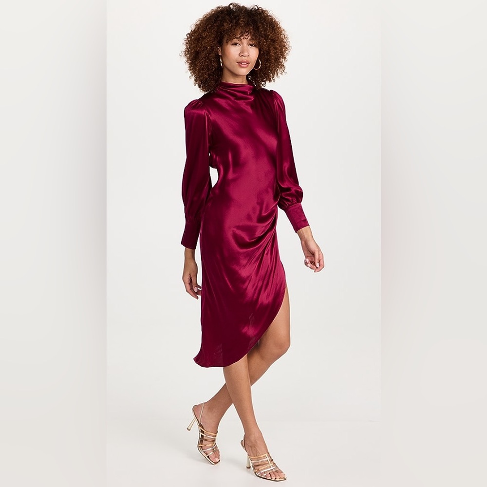 Amanda Uprichard Elvira Dress in Syrah Wine Color